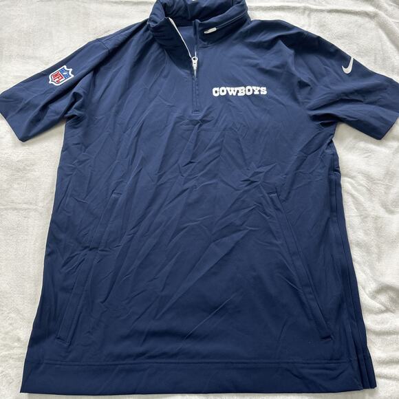 Nike Dallas Cowboys 1/4 Zip Pullover Jacket Windbreaker Medium Packable Hood NEW - Picture 1 of 16